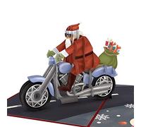 Lovepop Tarjeta desplegable de Navidad para ella y él, tarjetas de felicitación navideñas 3D para niños, niñas, hombres y mujeres, motocicleta de Papá Noel de 5 x 7 pulgadas, tarjeta de notas en