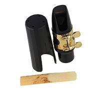 lovermusic Boquilla para saxofón tenor 4# con tapa y lengüeta de ligadura, color dorado