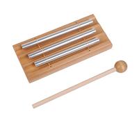 Lovermusic Campanilla de mano de tres tonos de percusión, instrumento de percusión con mazo de madera para aulas