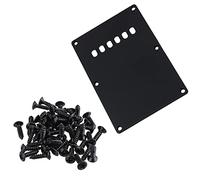 Lovermusic Cubierta de resorte de trémolo de plástico negro con 6 agujeros y 50 tornillos de metal para golpeador de 3 x 12 mm para guitarra eléctrica