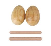 Lovermusic Huevos de madera con varillas de ritmo, instrumento musical de percusión de mano para aprendizaje musical, paquete de 2