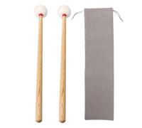 Lovermusic - Juego de 2 palos de Timpani de 40 cm con cabeza de terciopelo blanco y mango de madera, color negro