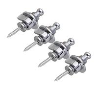 Lovermusic - Juego de 4 correas de aleación de zinc cromado para guitarra, cierre de botón, cierre de correa de guitarra con cierre de liberación de tornillo fácil de quitar