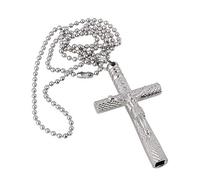 lovermusic Llave de afinación de tambor de crucifijo de acero cromado con cadena larga, color plateado