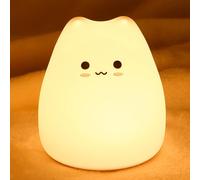 LOVERUIS Lámpara de Gato Kawaii, Luz de Noche Con 7 Colores Cambiantes Para Niños, Funciona Con Pilas, Suave y Blandito Animal Para Mujeres, Bebés y Niños