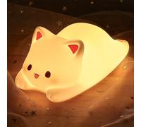 LOVERUIS Luz nocturna de gato para niños y bebés, lámpara de noche esponjosa con temporizador de 1/3 hora, regalo para dormitorio