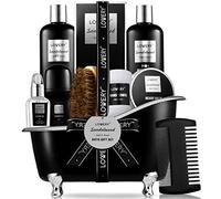 LOVERY Kit de cuidado de barba y cuerpo para hombres, cestas de regalo, kit de baño de sandalias de spa y cuidado de la barba para él, regalos únicos de cumpleaños para él con bálsamo de barba Ace