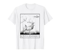 Loves Animals Nature Wildlife Graphic of Deer and Birds Camiseta