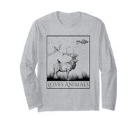 Loves Animals Nature Wildlife Graphic of Deer and Birds Manga Larga
