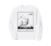 Loves Animals Nature Wildlife Graphic of Deer and Birds Sudadera