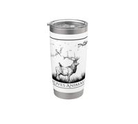 Loves Animals Nature Wildlife Graphic of Deer and Birds Vaso térmico de acero inoxidable de doble pared