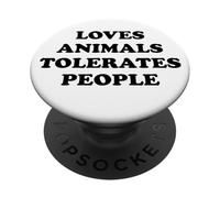 Loves Animals Tolerates People Dogs Cats Pet Animal Lover PopSockets PopGrip Adhesivo