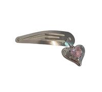 Loves Clip Y2K - Pinza para el pelo con diseño de corazón roto y diamantes de imitación con lazo, accesorio para el cabello con palabras en forma de corazón