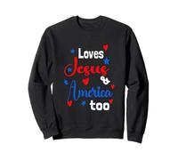 Loves Jesus and America Too God Christian 4 de julio de 2023 Sudadera