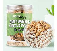 Loves4Pets Turtle Food - 3 in 1 Natural Freeze-Dried Meat - Chicken, Duck, and Salmon - Premium Treats for Turtles, Box Turtle, Aquatic Turtle, Baby Turtles, Cats, and Dogs - Human-Grade Real Meat