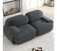 Loveseat - Sofá modular de pana de 2 plazas, sin marco, con espuma fría 32D, reposabrazos curvados y base antideslizante, cómodo sofá para salón, dormitorio, cine en casa, color gris