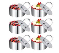 Lovesmile Anillo para Cocinar Pastel, Anillo de Pastel, 6 Piezas Molde de Pastel Acero Inoxidable, Redondo Anillo Tartas con Empujador Bueno para Postres Mousse de Chocolate Bizcocho Galletas Tiramisú