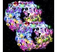 LovesTown 60 coronas de flores LED, coronas de flores iluminadas para mujeres que brillan en la oscuridad, suministros de fiesta para Halloween, Navidad, boda, cumpleaños, Mardi Gras, cosplay