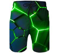 Loveternal Geometría Bañador Hombre Playa Hawaiano Deportivos Verano Pantalones Cortos 3D Geometry Rápido Colorful Smoke Bañador Hombre L