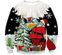 Loveternal Ugly Xmas Jumpers Hombres 3D Printed Papa Noel Christmas Pullover Cute Regalo Novelty Long Sleeve Crewneck Sweatshirt L