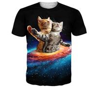 Loveternal Unisex Camiseta Titanic Gato 3D Digital Impreso Casual T-Shirt para Hombres S