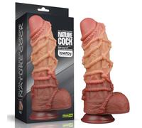 Dildos clásicos marca LoveToy 10.5'' Dual layered Platinum Silicone Cock with Rope