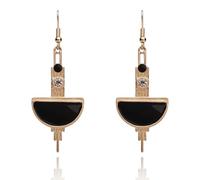 Lovett & Co - Pendientes largos negros para mujer, aretes Art Deco de los años 20, pintados a mano con esmalte, aretes de cristal sin níquel y joyería vintage para mujer, one size, Metal metal Apto