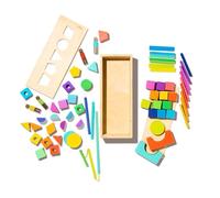 Lovevery | El Juego de Bloques | Bloques de Construcción y Piezas de Madera Maciza + Caja de Almacenaje de Madera, se Convierte en un Coche de Tracción, 70 Piezas, 20+ Actividades, Edad 12+ Meses