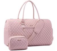 LOVEVOOK Bolsa de Viaje Mujer Bolsa Deporte con Compartimento para Calzado, Grande Travel Bag Fin de Semana, Impermeable Bolso Maternidad Maleta Bebe Hospital, Macuto Gimnasio Rosa