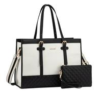 LOVEVOOK Bolso de las mujeres, negro-blanco, 17,3 Zoll, Clutch, Minimal