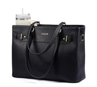 LOVEVOOK Bolso de mano para mujer de tamaño mediano, 35,6 cm, bolso de la compra, bolso elegante para ordenador portátil, grande, piel sintética, bolso para profesores, maletín con compartimento para