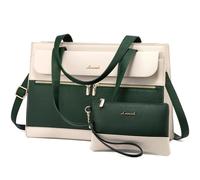 LOVEVOOK Bolso de mano para ordenador portátil para mujer, piel sintética, 2 en 1, bolso cruzado, bolso de mano, bolso de mano grande, bolso de trabajo, elegante bolso de hombro, maletín para