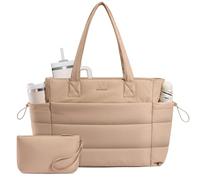 LOVEVOOK Bolso Tote Grande para Mujer Shopper Portátil Multiusos para Trabajo, Universidad, Viaje y Oficina (Rosa Caqui, 15,6 pulgadas)