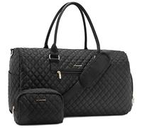 LOVEVOOK Gran bolsa de Viaje Mujer, Macuto de Deporte con Compartimento para Calzado, Travel Bag Fin de Semana, Impermeable Bolso Maternidad, Maleta Bebe Hospital, Garment Duffel Bag Negro