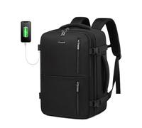 LOVEVOOK Mochila Cabina Avion 45x36x20, Mochila Grande Viaje Mujer Hombre 30L, Impermeable, con puerto USB, Maleta de Mano, Travel Backpack 15.6”, Trabajo Negocios Escuela, Negro