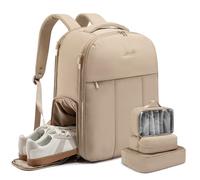 Lovevook Mochila de cabina para mujer, mochila de viaje grande de 40L para avión, mochila de viaje acolchada con compartimento para zapatos para portátil de 17 pulgadas, mochila de viaje impermeable