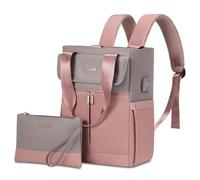 LOVEVOOK Mochila pequeña para mujer, bolso 2 en 1, mini bolsa, elegante para ocio, viajes, trabajo, 1- Gris Rosa, 13,3 Zoll, Mochilas tradicionales