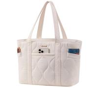 LOVEVOOK Puffer Shopper - Bolso para mujer (tamaño grande), beige, 15,6 pulgadas