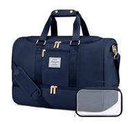 LOVEVOOK Sporttasche Reisetasche Damen Groß, Weekender Damen Reiseschen mit Kulturtasche, Schuhfach & Nassfach, Wasserdicht Gym Bag Travel Bags, Handgepäck Tasche für Sport Reise Flugzeug, azul, large