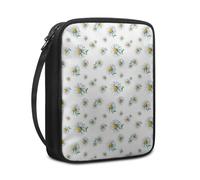Lovewang Funda Biblia Amarillo Blanca Floral Funda Libros Lectura para Mujer Hombres Multifuncional Durable Poliéster de Lona con Asa y Cremallera para Biblia de Tamaño Estándar (27.5x22.5x5.5 cm)