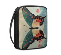 Lovewang Funda Biblia Mariposa Rosa Azul Funda Libros Lectura para Mujer Hombres Multifuncional Durable Poliéster de Lona con Asa y Cremallera para Biblia de Tamaño Estándar (27.5x22.5x5.5 cm)