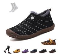 LOVEWLVNCL Men Women Waterproof Warm Plush Lined Outdoor Snow Ankle Boots Winter Comfortable Anti-Slip Slip-on Lightweight Winter House Shoes Snow Ankle Booties(negro,40 EU)