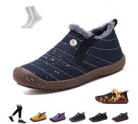 LOVEWLVNCL Men Women Waterproof Warm Plush Lined Outdoor Snow Ankle Boots Winter Comfortable Anti-Slip Slip-on Lightweight Winter House Shoes Snow Ankle Booties(azul,36 EU)