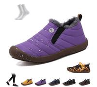 LOVEWLVNCL Men Women Waterproof Warm Plush Lined Outdoor Snow Ankle Boots Winter Comfortable Anti-Slip Slip-on Lightweight Winter House Shoes Snow Ankle Booties(Purple,43 EU)