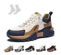 LOVEWLVNCL Men's Orthopedic Comfort Sneaker 2025 Casual Waterproof Breathable Non Slip Slip-On Lightweight Tennis Sneaker Orthopedic Walking Running Shoes Arch Support(Caqui,41 EU)