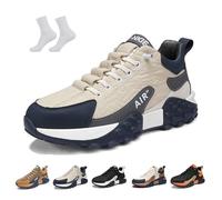 LOVEWLVNCL Men's Orthopedic Comfort Sneaker 2025 Casual Waterproof Breathable Non Slip Slip-On Lightweight Tennis Sneaker Orthopedic Walking Running Shoes Arch Support(Beige,45 EU)