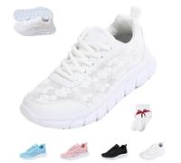 LOVEWLVNCL Women's Luxurious Orthopedic Sneakers, 2025 New Lace Print Mesh Soft Sole Walking Shoes with Arch Support, Comfort Breathable Lightweight(Bianco,37 EU)