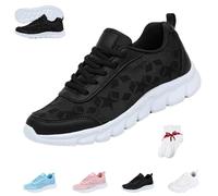 LOVEWLVNCL Women's Luxurious Orthopedic Sneakers, 2025 New Lace Print Mesh Soft Sole Walking Shoes with Arch Support, Comfort Breathable Lightweight(Negro,39 EU)