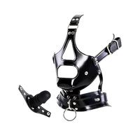 lovgrl MáScara BDSM SM Para La Cabeza Con Mordaza MáScara De Bondage Cuero Ajustable Fetiche Esclavo Fetichista EróTico Bozal ImitacióN Plug Pene Desmontable Sexual Parejas