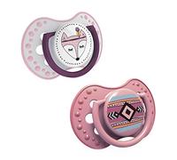 LOVI 2x Chupete Silicona para Bebés de 6-18 meses | Cubierta Higiénica | Efecto Calmante | Protege el Reflejo Natural de Succión de Bebé | Indian Summer Colección | Rosa